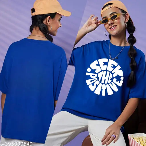 Large English Premium Oversized Tshirt, blue with white print