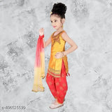 Silk blend ethnic girls patiala suitset, embellished with intricate hand work. 3-4 year size, made in India