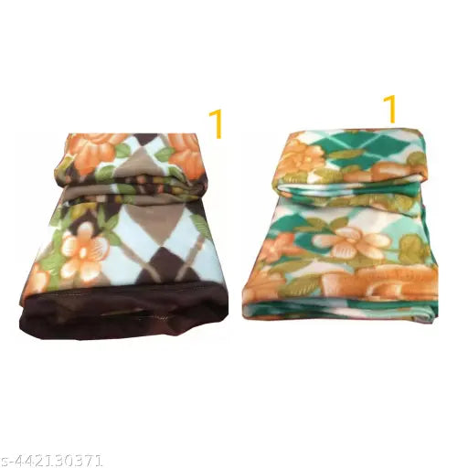 Gorgeous fleece floral swaddlers, 144 thread count AC blankets for mild winter (2 sets, 86"x56") originating from India