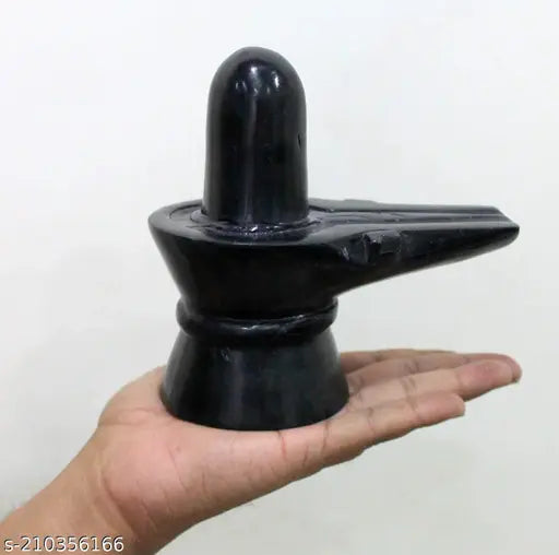 Black Marble Shivling, big size (12x1x1 cm), handcrafted for home decor and pooja