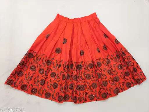 Ethnic wear taffeta silk lehenga choli for girls aged 2-5 years, embroidered with net dupatta and sleeveless top, Indian traditional outfit on display