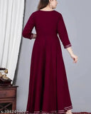 Maroon embroidered anarkali kameez, long length, traditional Indian dress