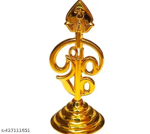 Metal Murugan vel with om word (Plain design) 4 inch God Idol for home or vehicle decoration, intricately hand-crafted in India