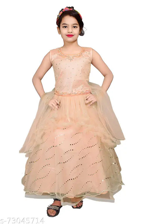 Pink party gown, embellished with beads and embroidery, for girls only