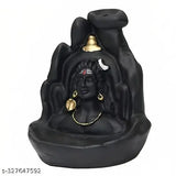 Resin Adi Shankara Shiv Idol statue (10.5cm x 11cm x 10cm), ideal for Living Room, Shivratri Saawan gifting with free incense cones and backflow design, made in India
