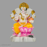 Marble Ganpati statue, Lord Ganesha idol, intricately handcrafted Indian decor