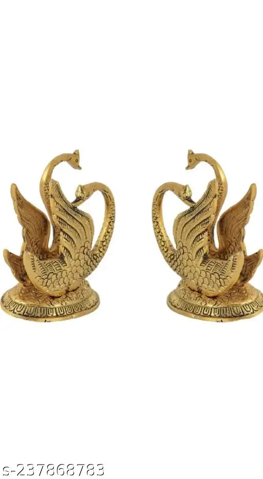 Shine Golden Antique Swan Napkin Holder set, handcrafted metal figurines for table decor, hotel, office, gifting. Dimension: 10x8x11 cm each. Indian artisan work with bright colors and antique finish
