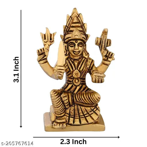Brass Karmari Amman statue, exquisitely crafted from premium brass, featuring Goddess Durga Mariyamman Maa Arulmigu Kamakshi Amman Shakthi Devi. Height: 3.1 inch