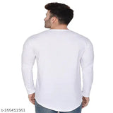 Cotton blend long sleeves round neck applecut men's t-shirt in trendy color block design by Snowkartworld, India
