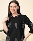 Black rayon night suit, printed pattern pyjamas set for men, modern loungewear on display