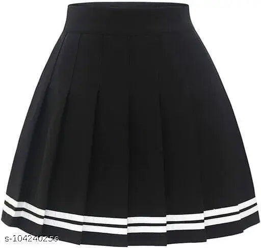 Black pleated skater skirt, long and short length options available