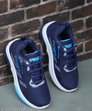 Navy blue sports shoes, Nike logo, breathable mesh upper, lightweight sole with lug pattern, white midsole, lace-up closure
