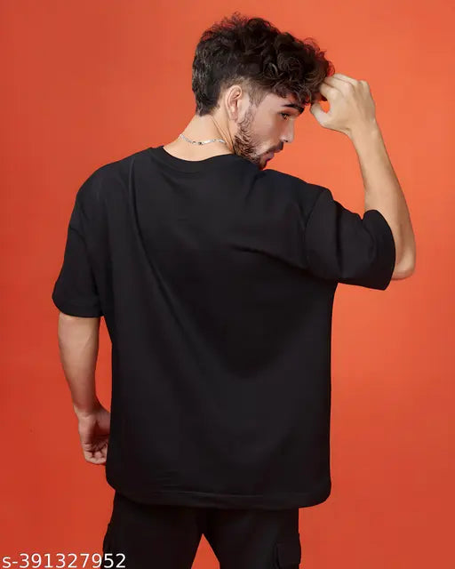 Black cotton blend t-shirt by EP MAFIA, featuring a printed net pattern. Three-quarter sleeves, available in sizes S-XXL. Made in India