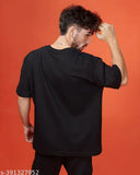 Black cotton blend t-shirt by EP MAFIA, featuring a printed net pattern. Three-quarter sleeves, available in sizes S-XXL. Made in India