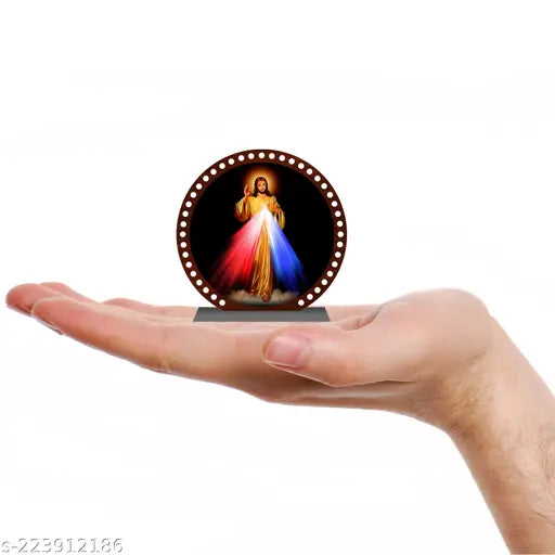 Multi-colored acrylic Jesus Christ idol for car dashboard or home decor, ideal gift item for spiritual occasions and office settings