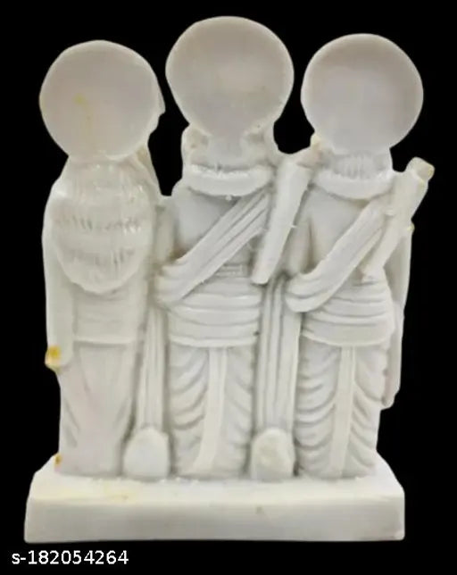 Marble dust Ram Darbar (6 inch), white polyresin religious idol for home decor, Diwali gift from India