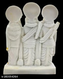 Marble dust Ram Darbar (6 inch), white polyresin religious idol for home decor, Diwali gift from India
