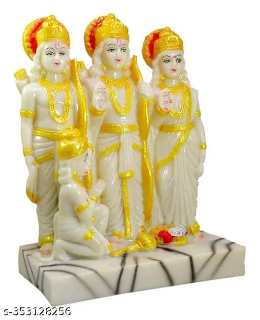 Handcrafted Poly Resin Ram Darbar Statue, featuring God Ram, Sita, Laxman & Hanuman. Spiritual Vastu item for Pooja, decor, or gift (54 inches/137 cm)