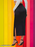 Straight cut black skirt with high waist