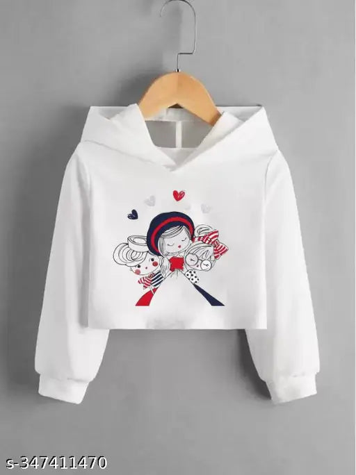 Printed women's polyester hooded t-shirt with long sleeves, featuring a full-body graphic design. Available in sizes S-XXL. Made in India