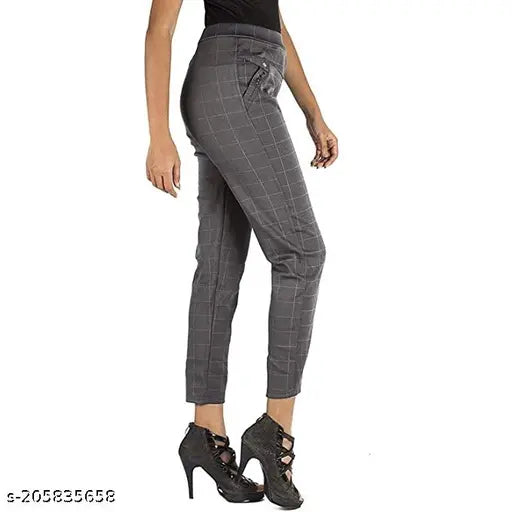 Cotton blend checked pants, stylish waist sizes 24-32, perfect for casual wear