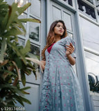 Woven rayon round dress kurta for women, printed designer party wear with short sleeves