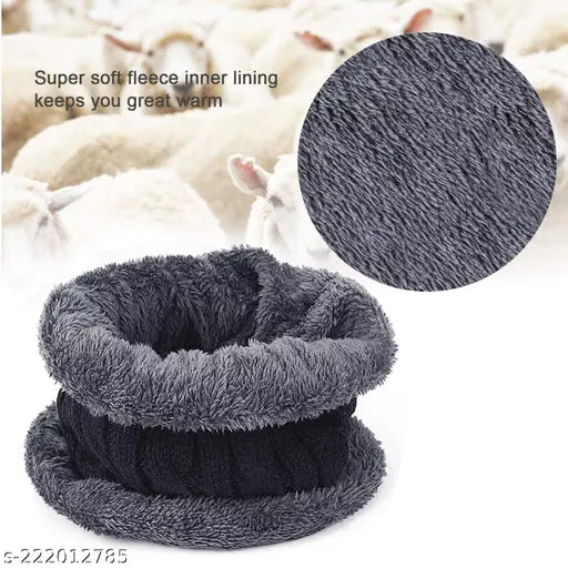 Winter beanie hat scarf set, great for outdoor activities, super soft fleece inner lining, elastic neck warmer, snug stretchy knit cap