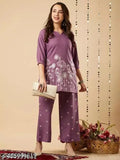 Embroidered net cotton blend kurta set with palazzo bottoms, three-quarter sleeves. Indian handcrafted ethnic wear