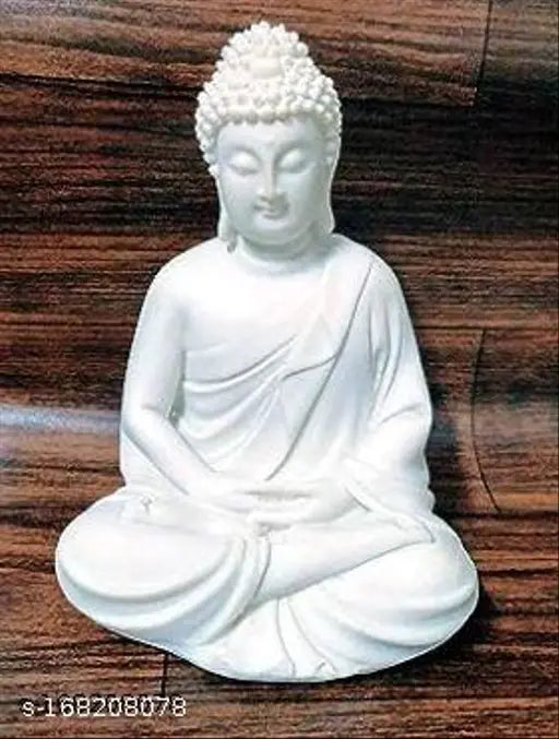 White meditating Buddha statue, poly resin, 55-inch decorative figure for home and gifts - 9cm x 15cm x 7cm