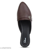 Leather western party shoes solid open back mules - trendy footwear design for events in India