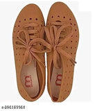 Stylish PU women's bellies (size: IND-3 to IND-8) with textured pattern, slip-on fastening