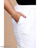 Lycra solid cotton plus size trousers with 2 pockets, India-made fashionable plus size wear