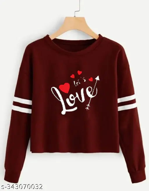 Women's premium cotton blend long-sleeved printed crop top, S - XL, India