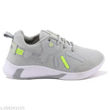 Gray, blue, and yellow sports sneakers for boys or girls with black non-slip soles