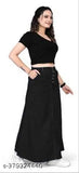 Z Black denim A-Line maxi skirt, lightweight and breathable for women's fashion, trendy and fit for all body types, available in multiple sizes (26-46)