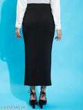Formal skirt with pleated front, black material