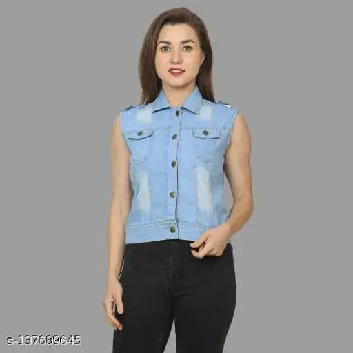 Cotton sleeveless Wardah women's jacket, self-design net pattern