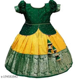 Pink cotton-silk kid's lehenga choli set with bamboo sleeves, best for festivals & parties, dry clean only