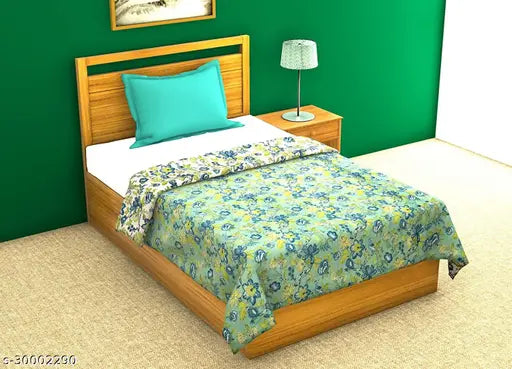 Floral printed single bed cotton dohra, 180 thread count, free size (90x60 inches), Indian origin