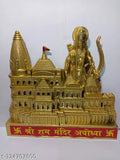 Golden plastic Ayodhya Mandir figurine, symbolizing Lord Ram's birthplace, perfect for wall hanging or tabletop display