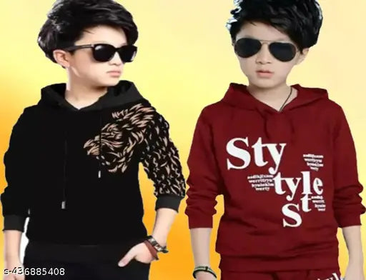 Kids Boys & Girls Hooded Neck Full Sleeves Regular Fitted Printed T Shirt, Animal, Lion Print