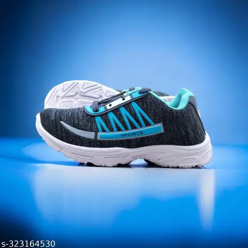 Black, blue, gray, sporty, lace-up, tennis shoes
