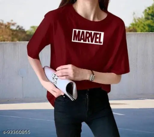 Women's red cotton oversized short-sleeve t-shirt