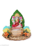 Poly Resin Laxmi Ganesh Idol with Wax Diya for Diwali decoration, handcrafted artifact on display, 3x3x3 inches, reusable candle set from India