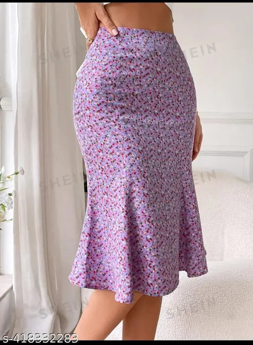 Dyed/washed pencil bodycone printed polyester skirt for women, size 26 (waist 26", length 23", hip 30") or sizes 28, 30, 32 - vibrant Indian fashion accessory