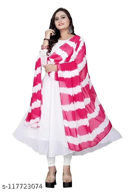 White Georgette Anarkali Gown Gavun Gavun, high-quality long sleeve solid white formal evening gown with 3/4 sleeves and ankle length
