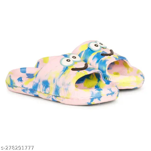 Pink EVA slippers for kids, textured net pattern, versatile for both boys and girls