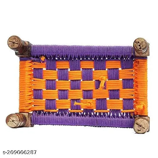 Wooden Laddu Gopal Bed Khat for sizes 0-8, traditional Indian home decor and serving platter (4x11x7 inches)