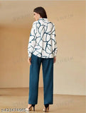 Cotton blend printed net jumpsuit for women, urban fashion style with long sleeves on a hanger