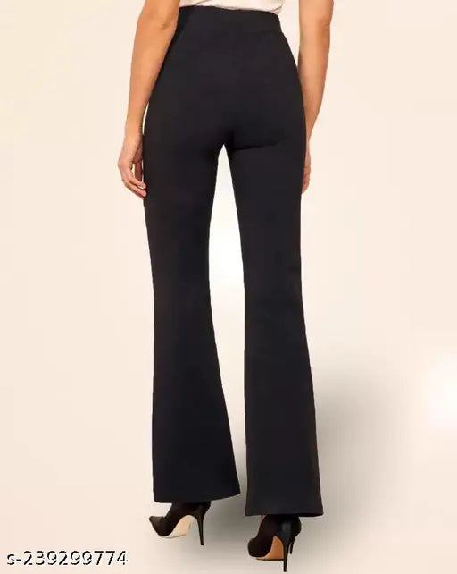 Dark blue polycotton women's regular fit relaxed trousers pack of 2
